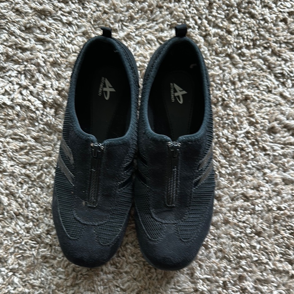 Athletech Black Slip-On Sneakers with Zipper